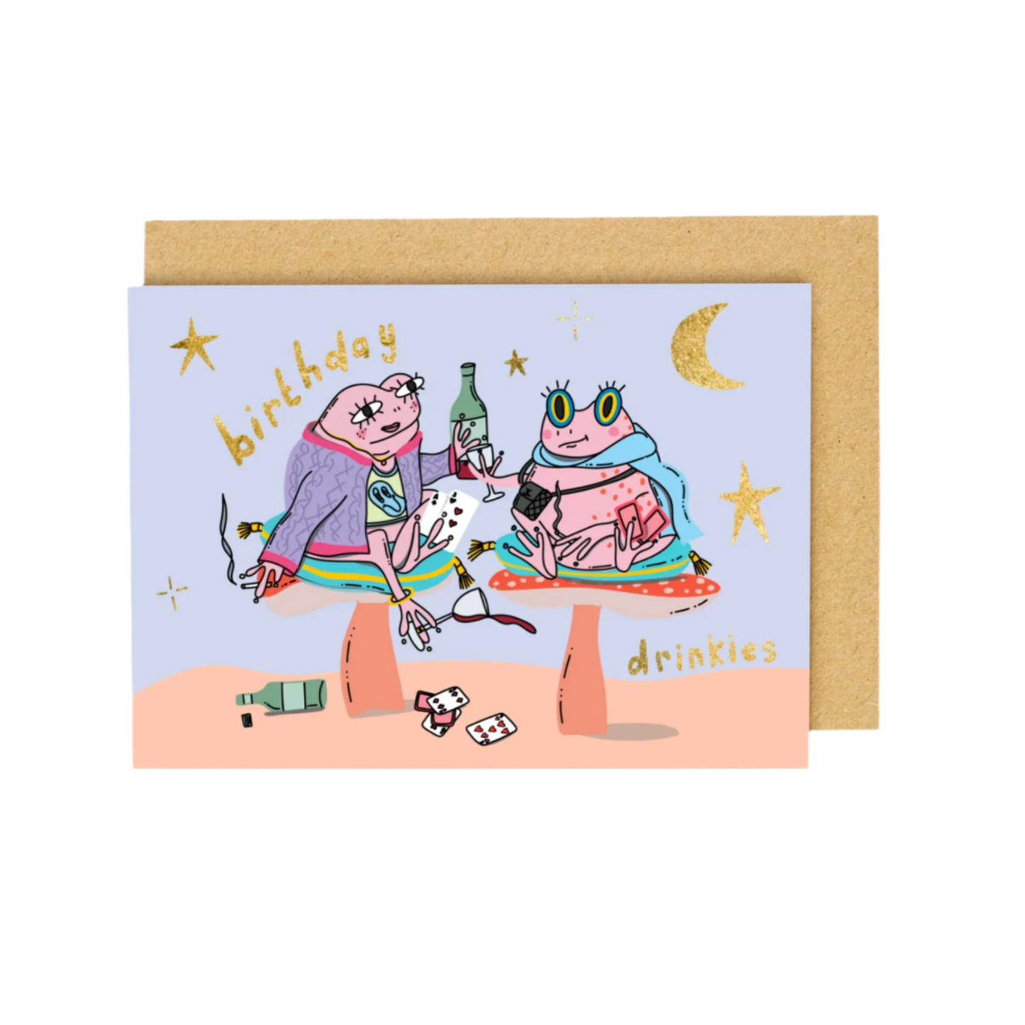 Frog toad birthday drinks card