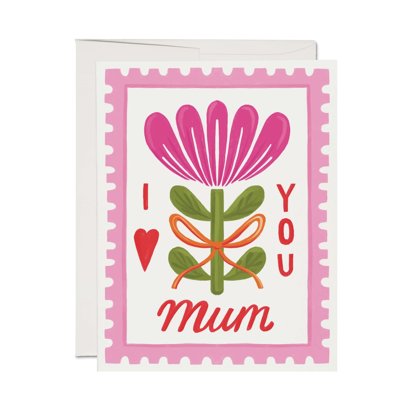 I love you mum flower card with envelope