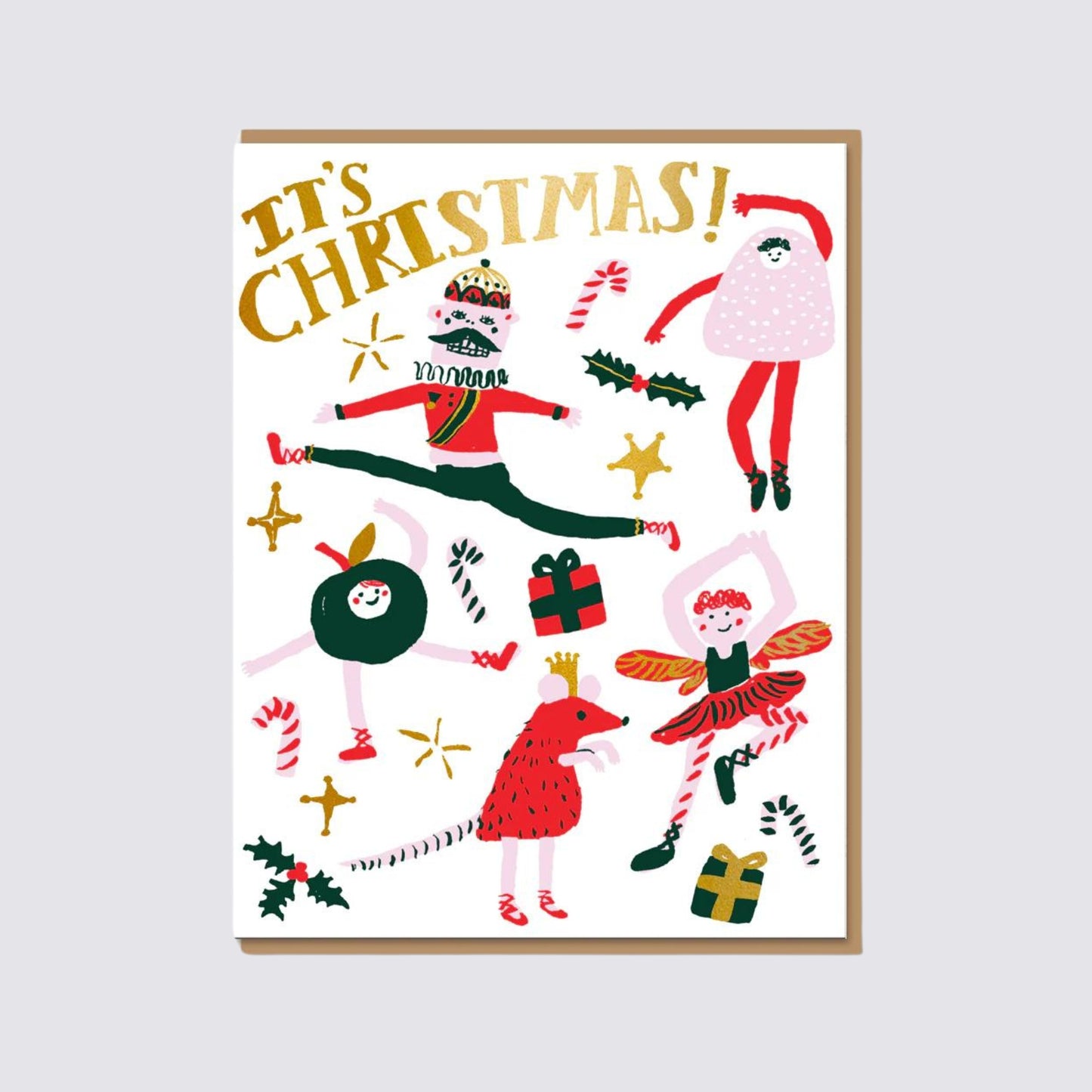 red ballet Christmas card with envelope