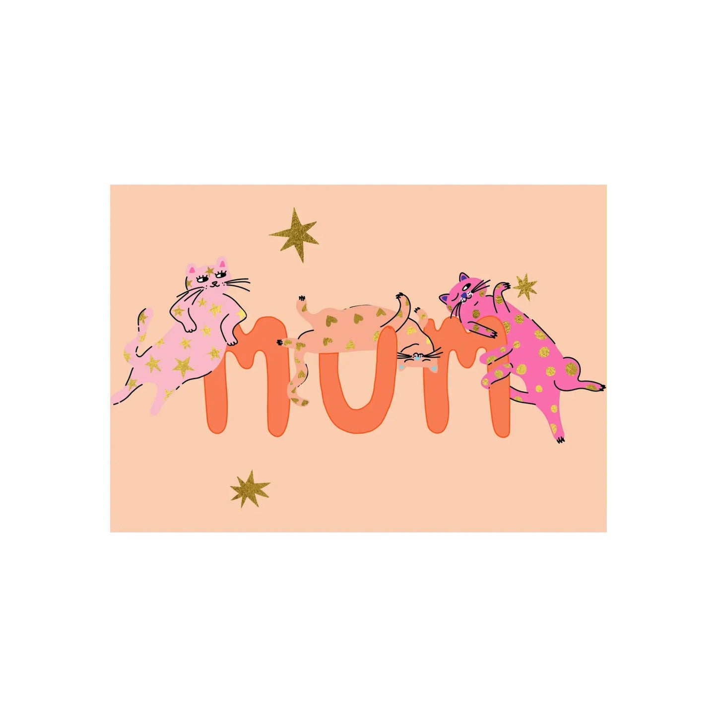 Mum Cats in Gold Foil Card