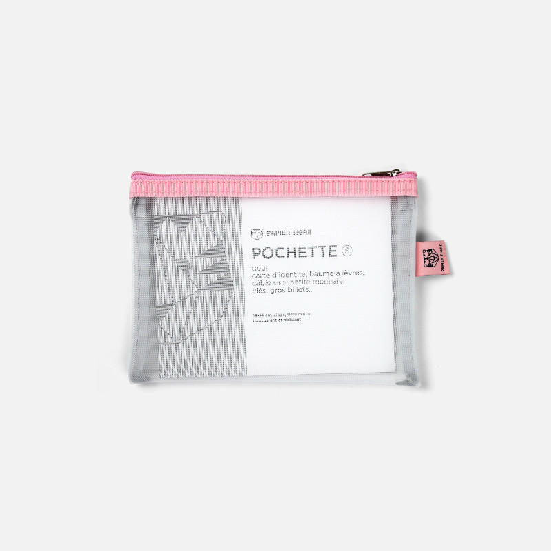 Small Mesh Pencil Case Pink