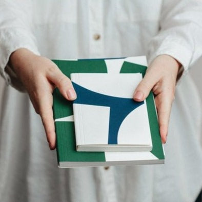 Pocket Layflat Notebook - Blue Blocks / Plain