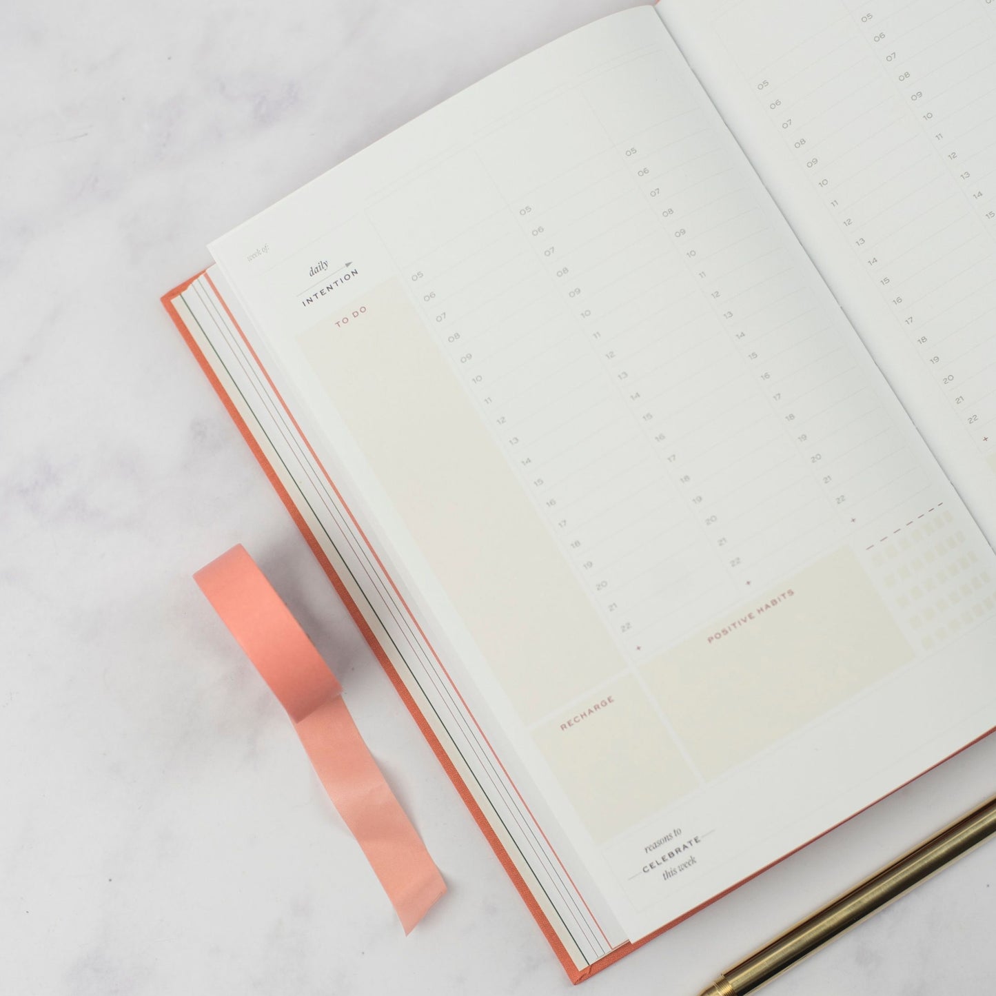 Undated Weekly Planner - Coral