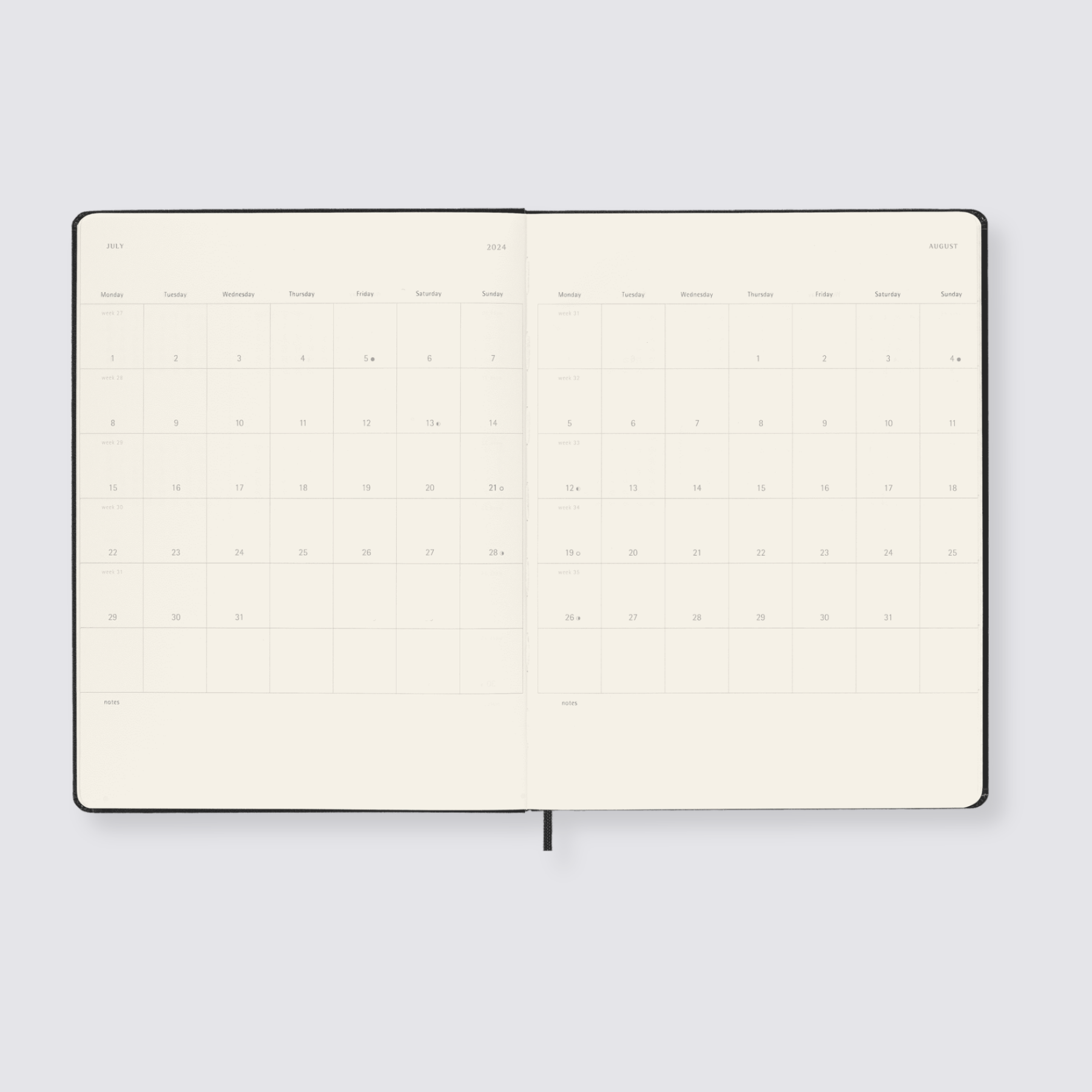 2024 Weekly Hard Cover Diary - Extra Large / Black