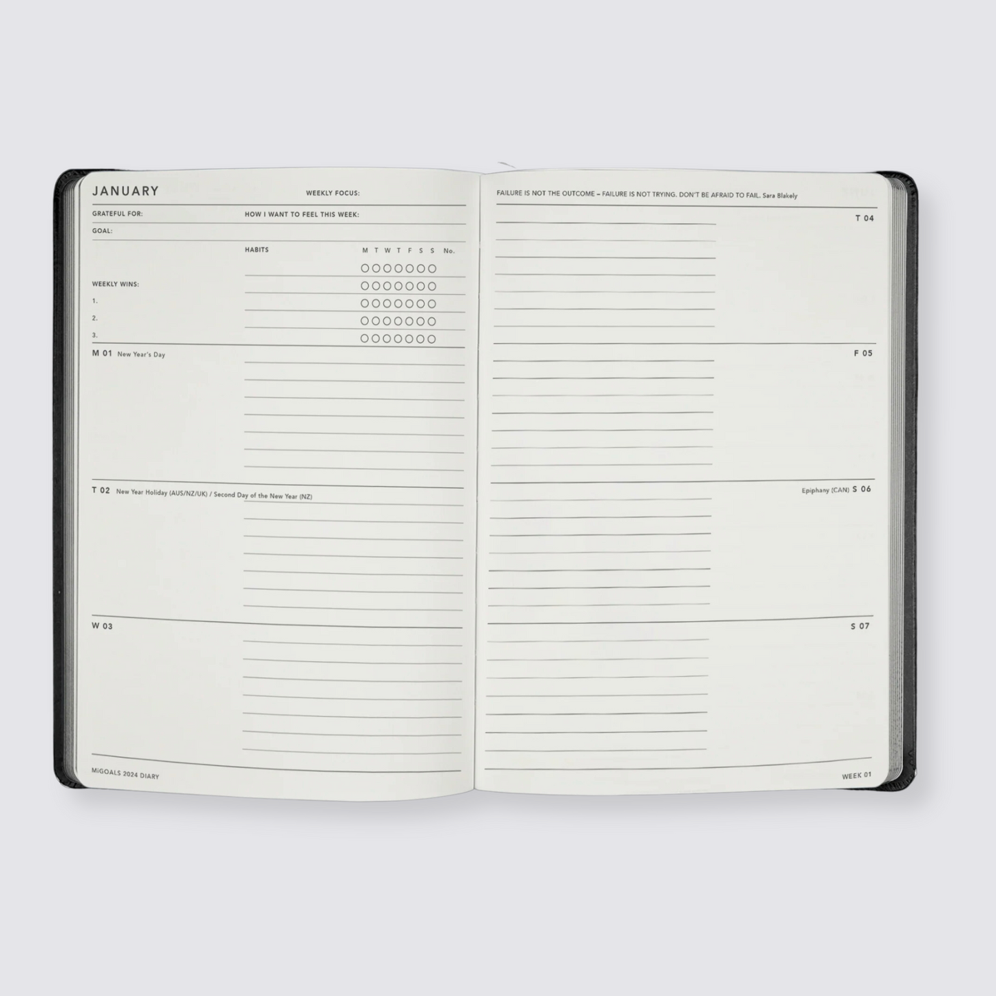 A5 weekly diary 2024