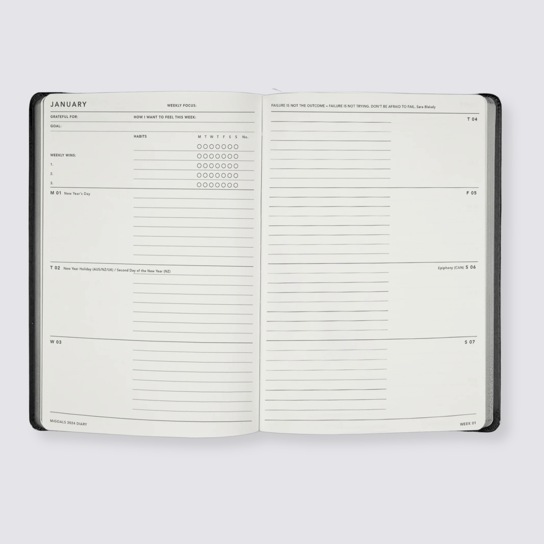 2024 Weekly Spread Diary - Teal