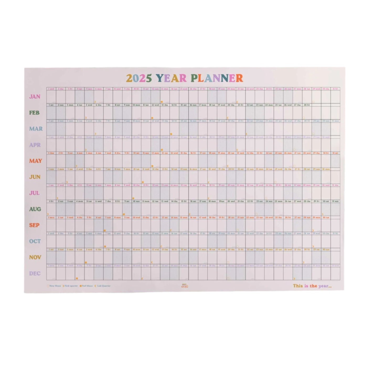 2025 dated wall planner 