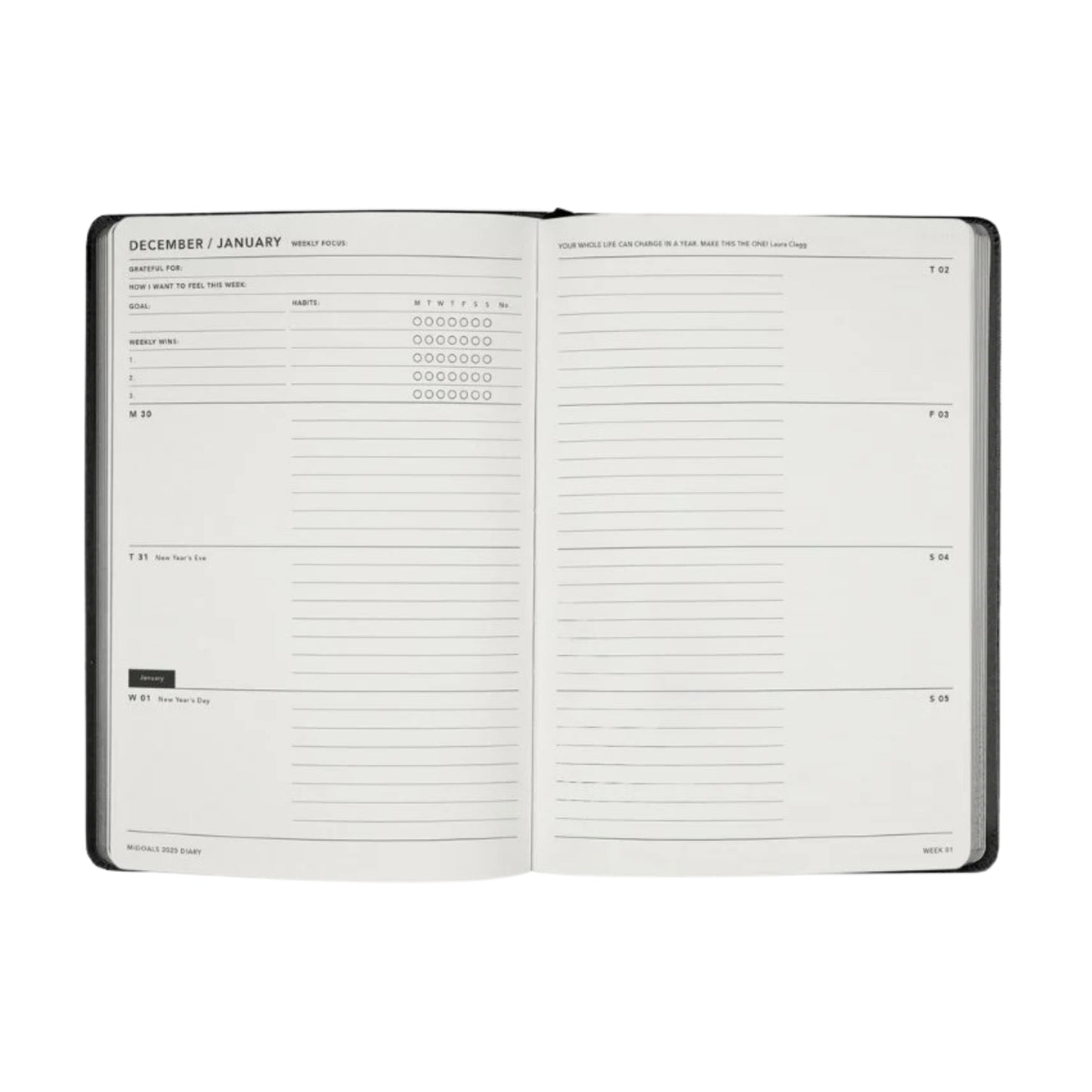 2025 dated weekly diary MiGoals