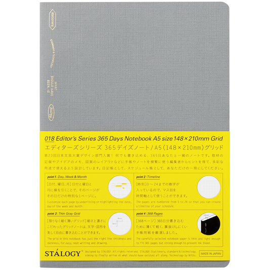 365 Days Graph Notebook - A5 / Cloud Grey