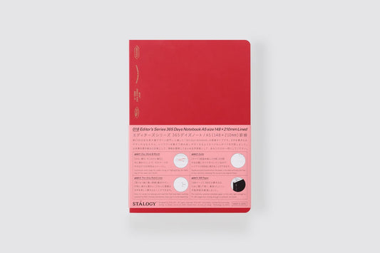365 Days Ruled Notebook - Red / A5