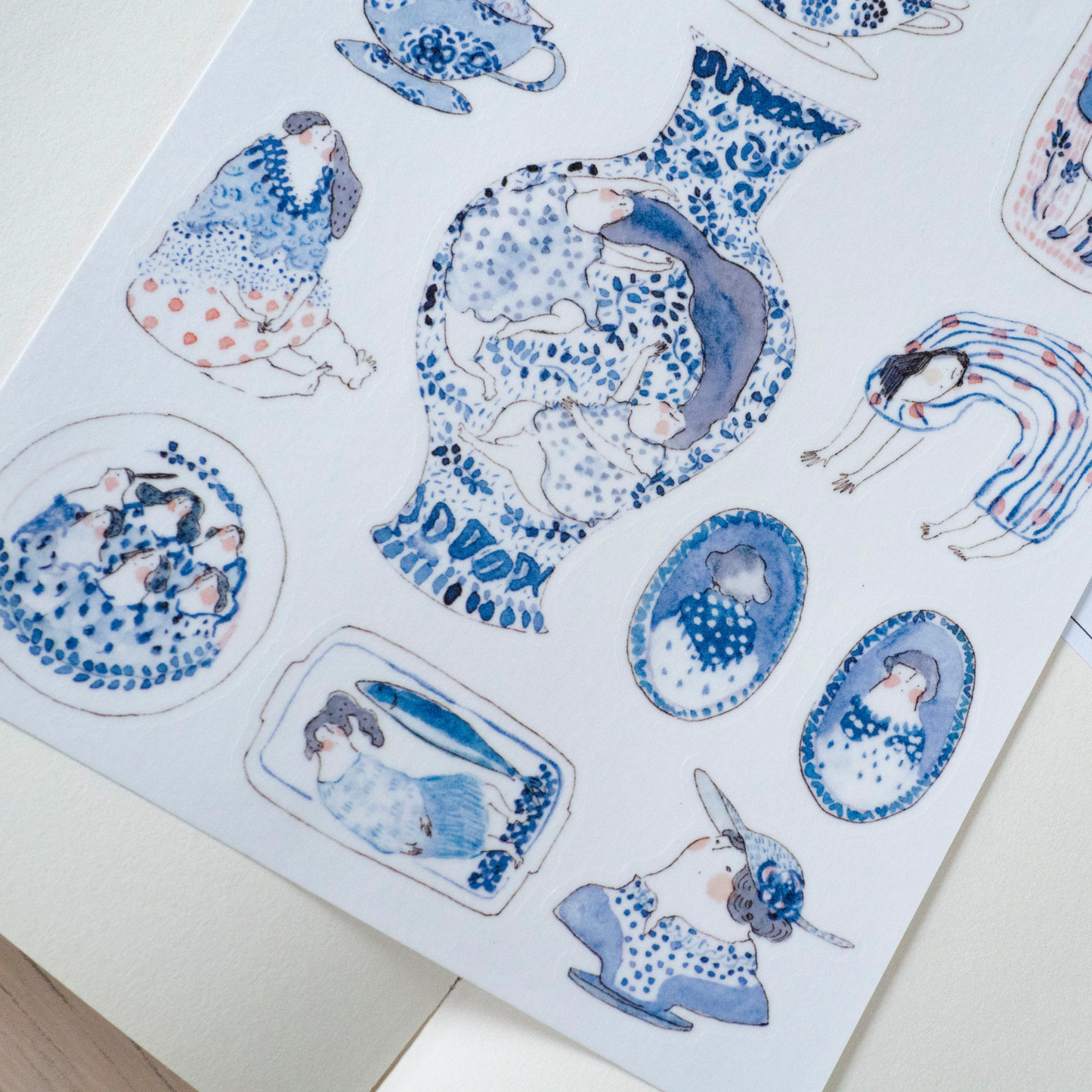 Illustrated blue sticker sheet 