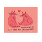 Nine Loves Cat card for Valentine's Day. Pink cat illustration. 