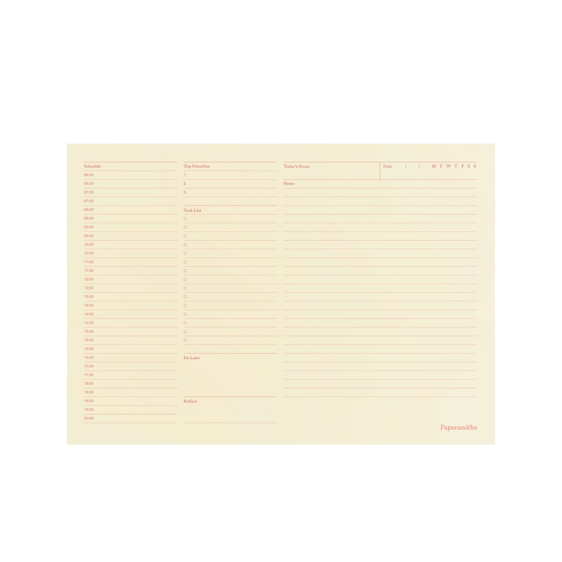 Daily Desktop Planner Pad - Butter Yellow