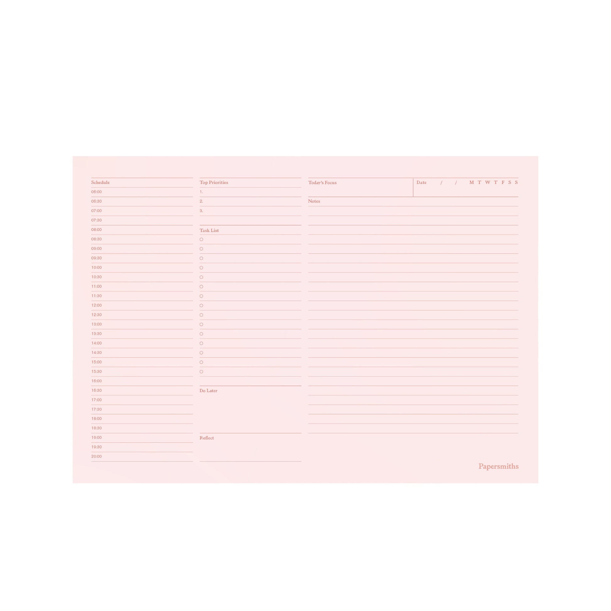 Daily Desktop Planner Pad - Misty Pink