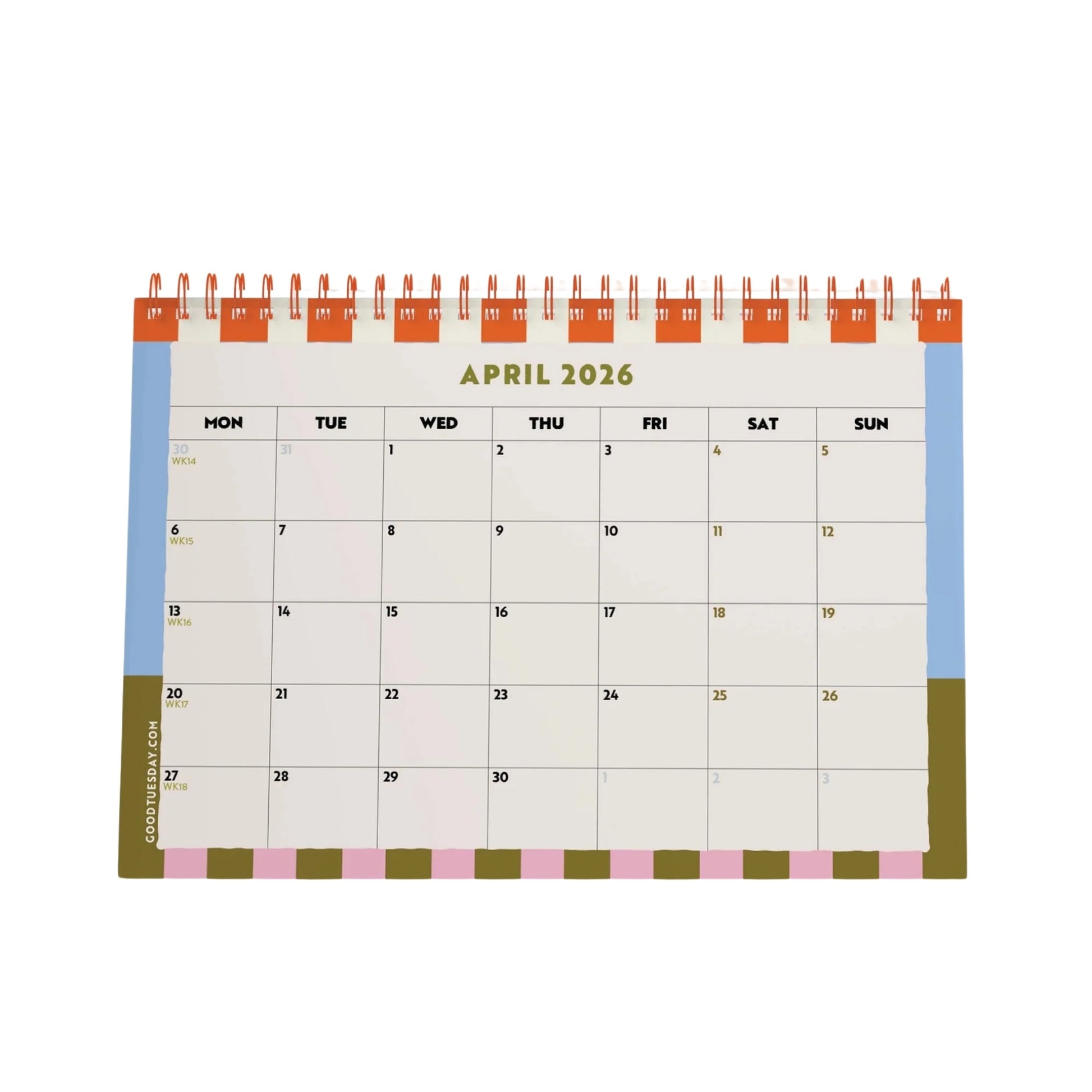 2025 - 2026 Academic Year A5 Desk Calendar - Checks & Stripes