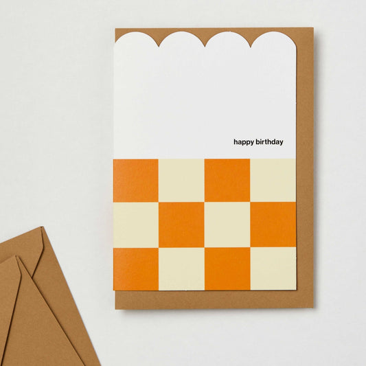 Happy Birthday Yellow Checkerboard