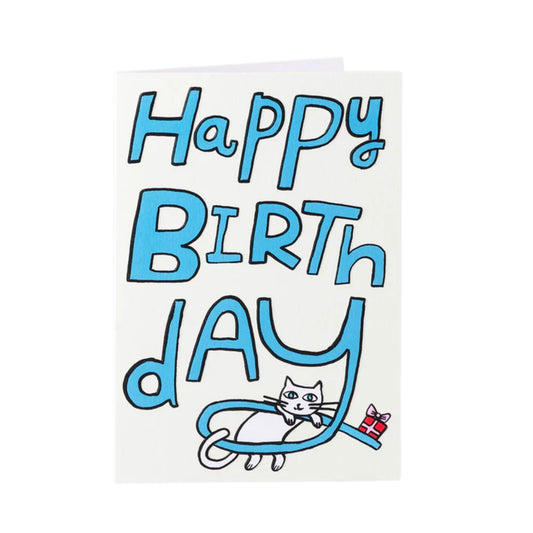Happy Birthday Cat & Present Card