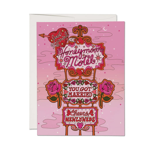Honeymoon Motel Wedding Card