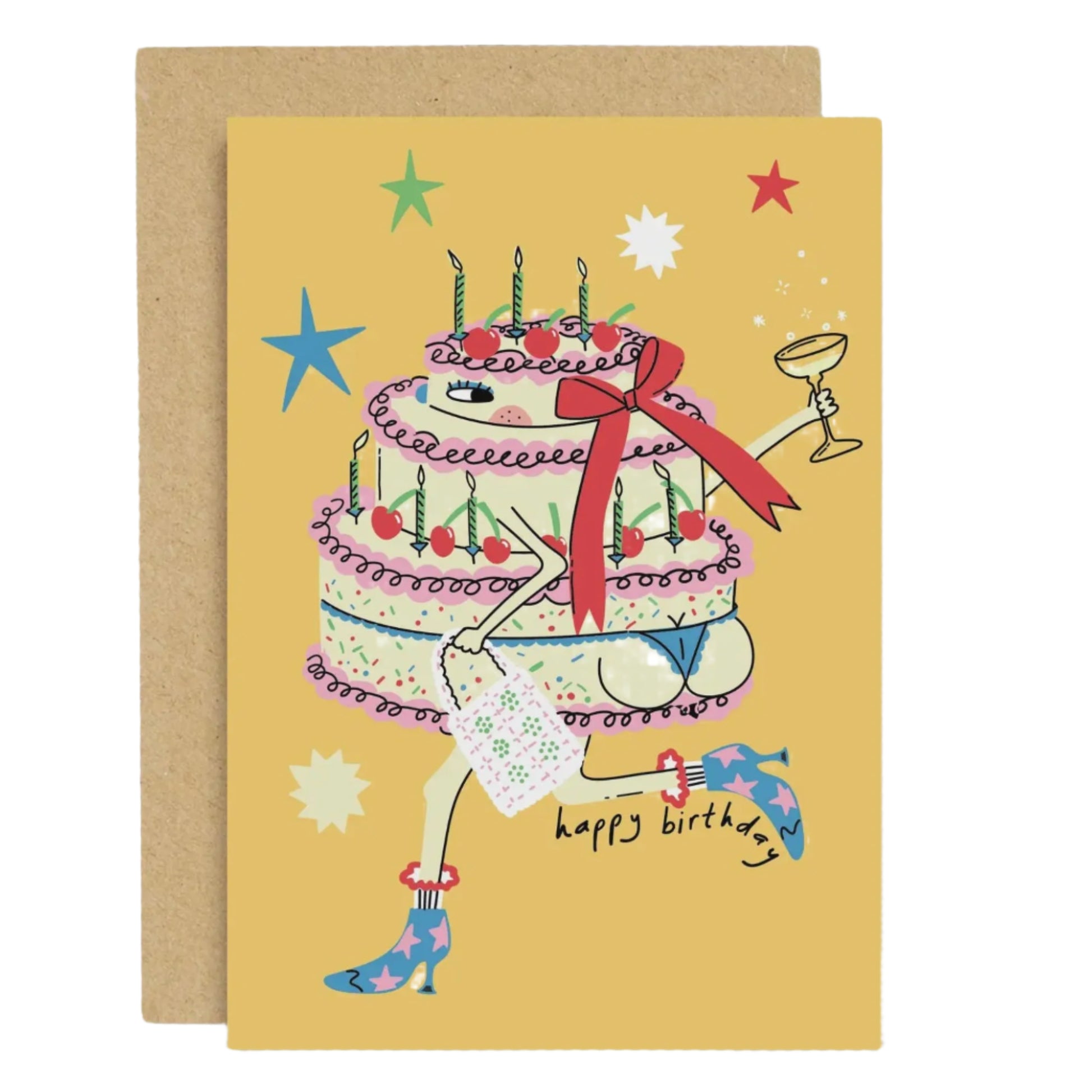 Just A Cake in Boots Bday Card