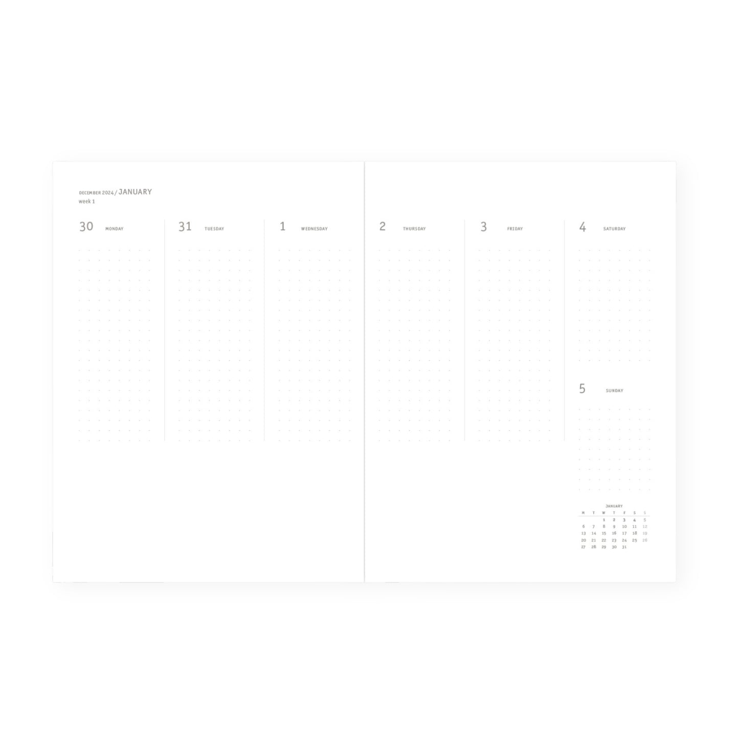 dated diary weekly planning 