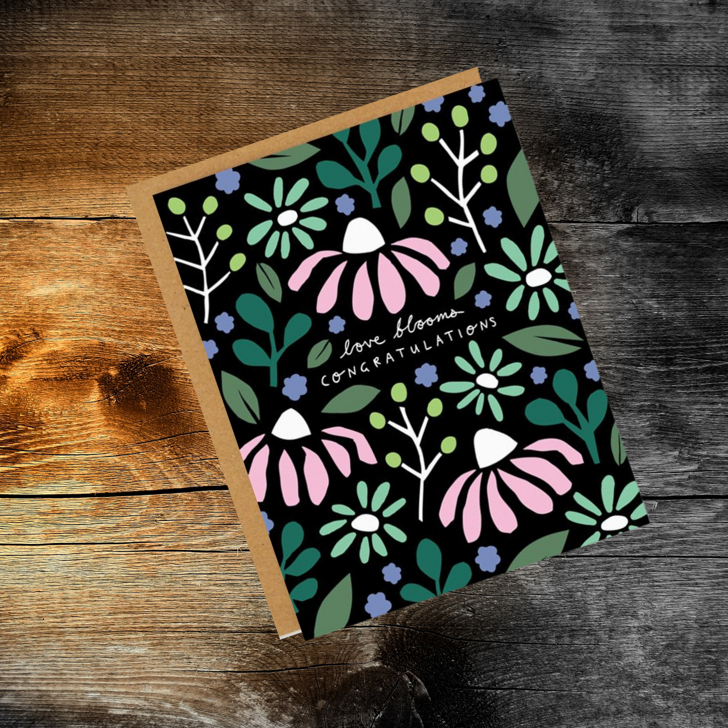 Love Blooms Floral Congratulations Card