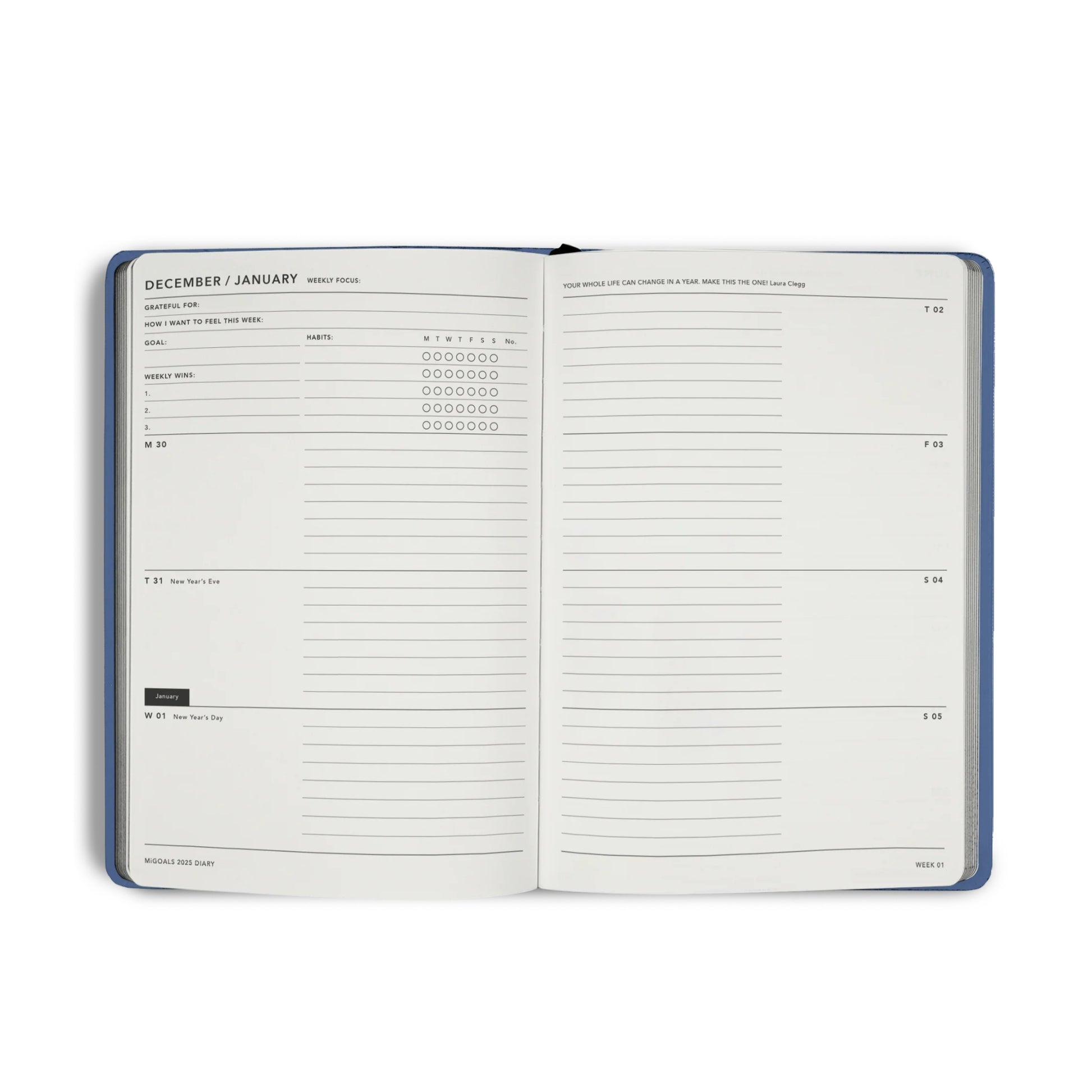 2025 Weekly Spread Diary - Black