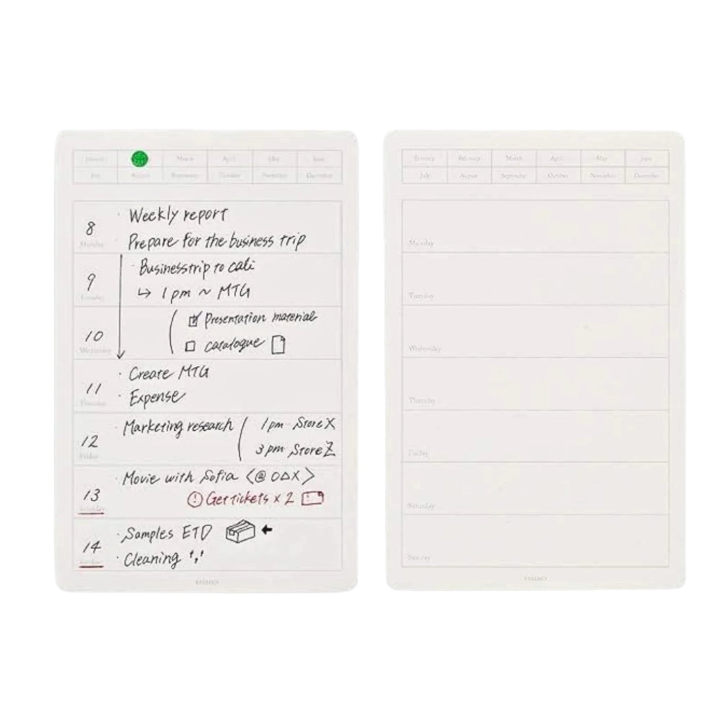 Removable Weekly Calendar Seals  Small - 10 Sheets