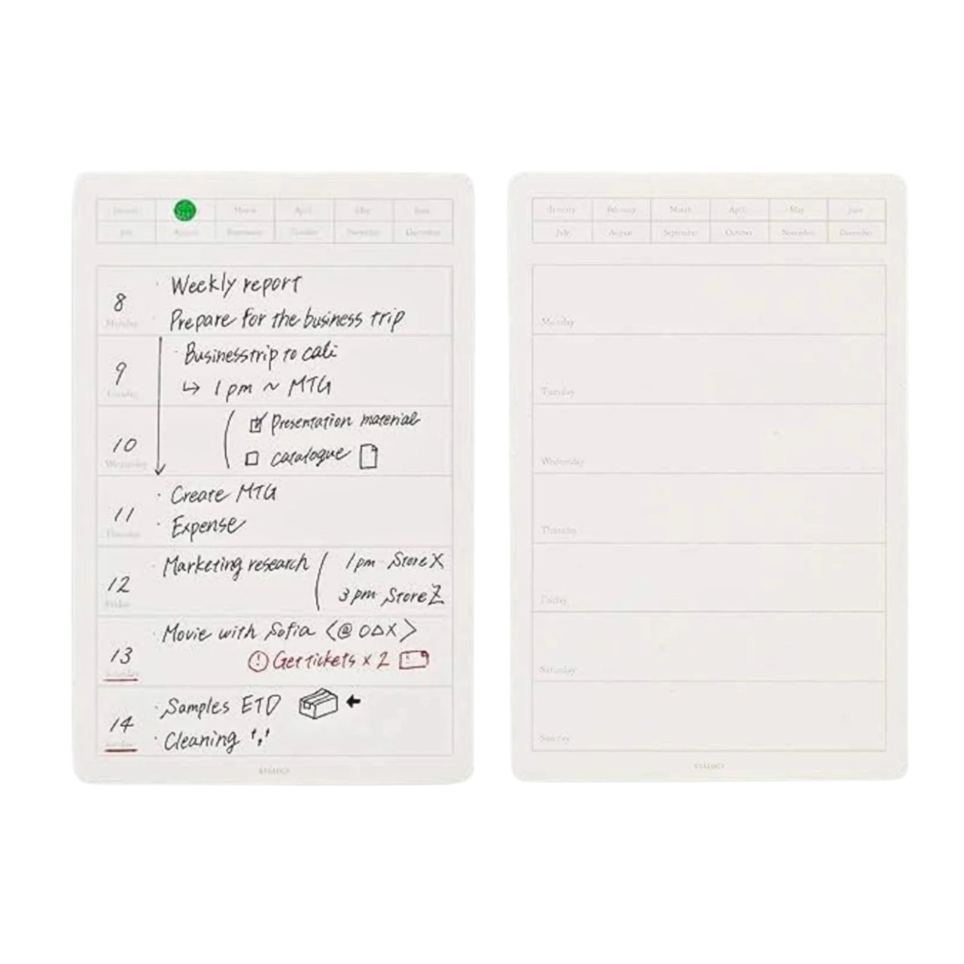 Removable Weekly Calendar Seals  Small - 10 Sheets