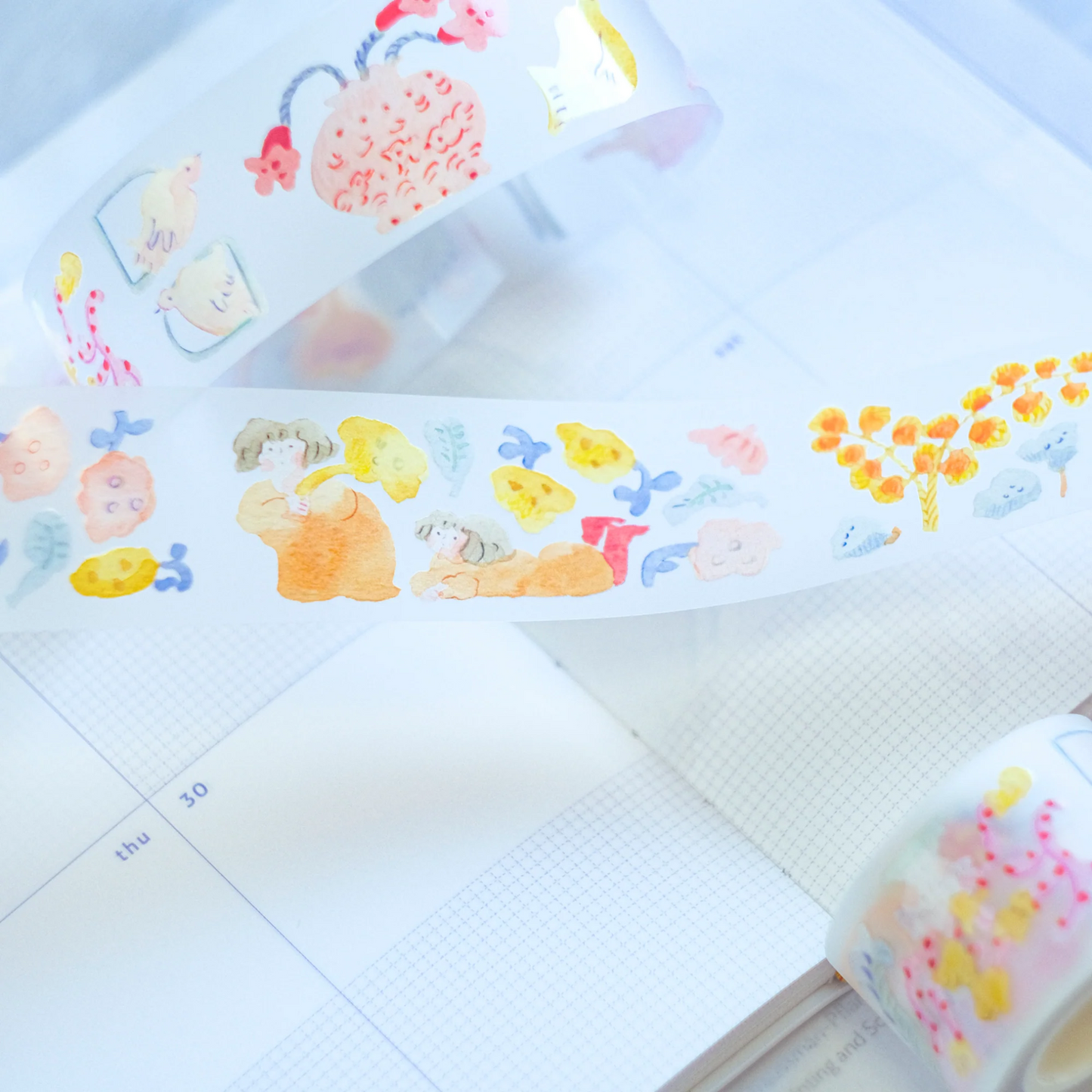 Illustrated masking tape. Beautiful gift wrap tape. 