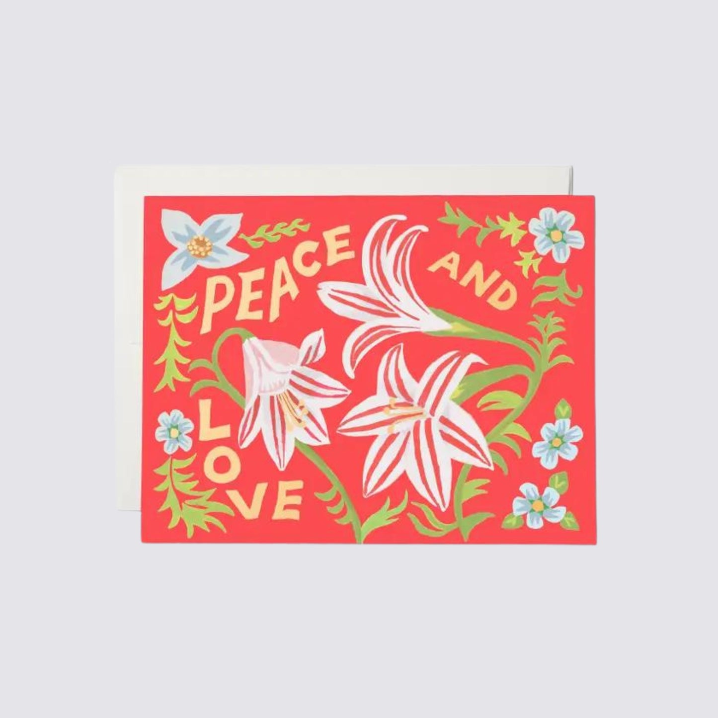 red Christmas card with envelope