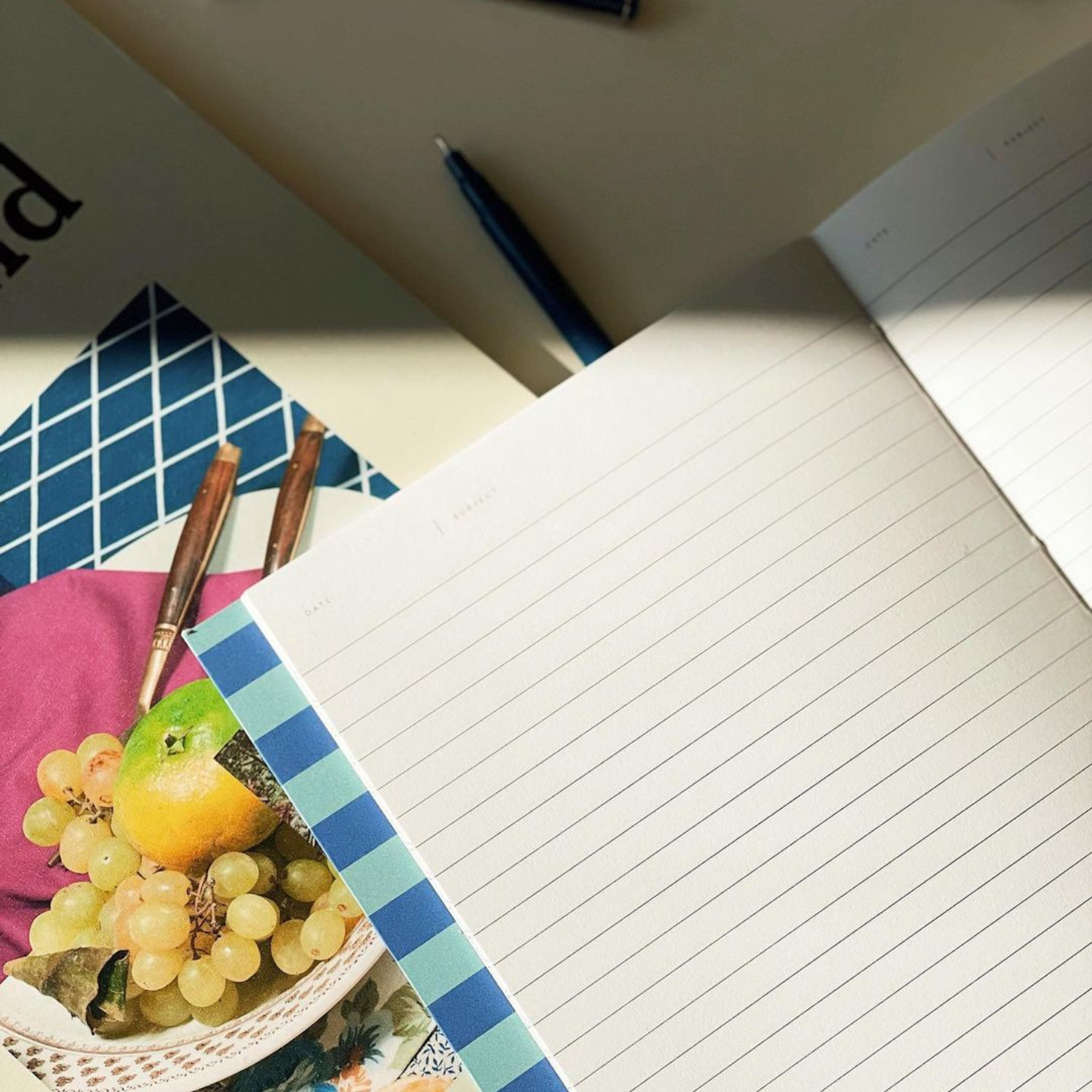 Uma Ruled Notebook  - Medium / Blue Stripe