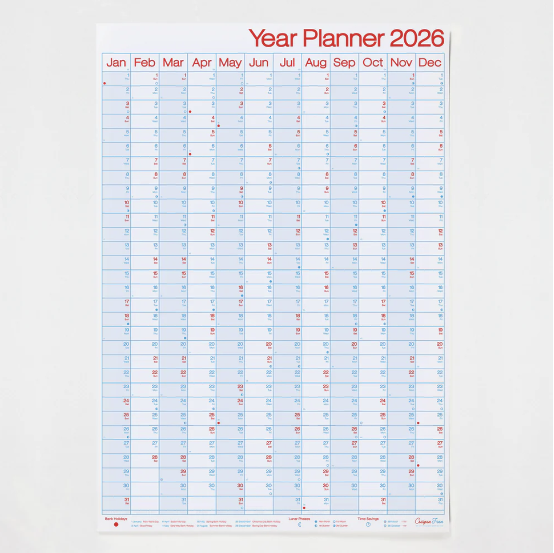 2026 Wall Planner - Portrait