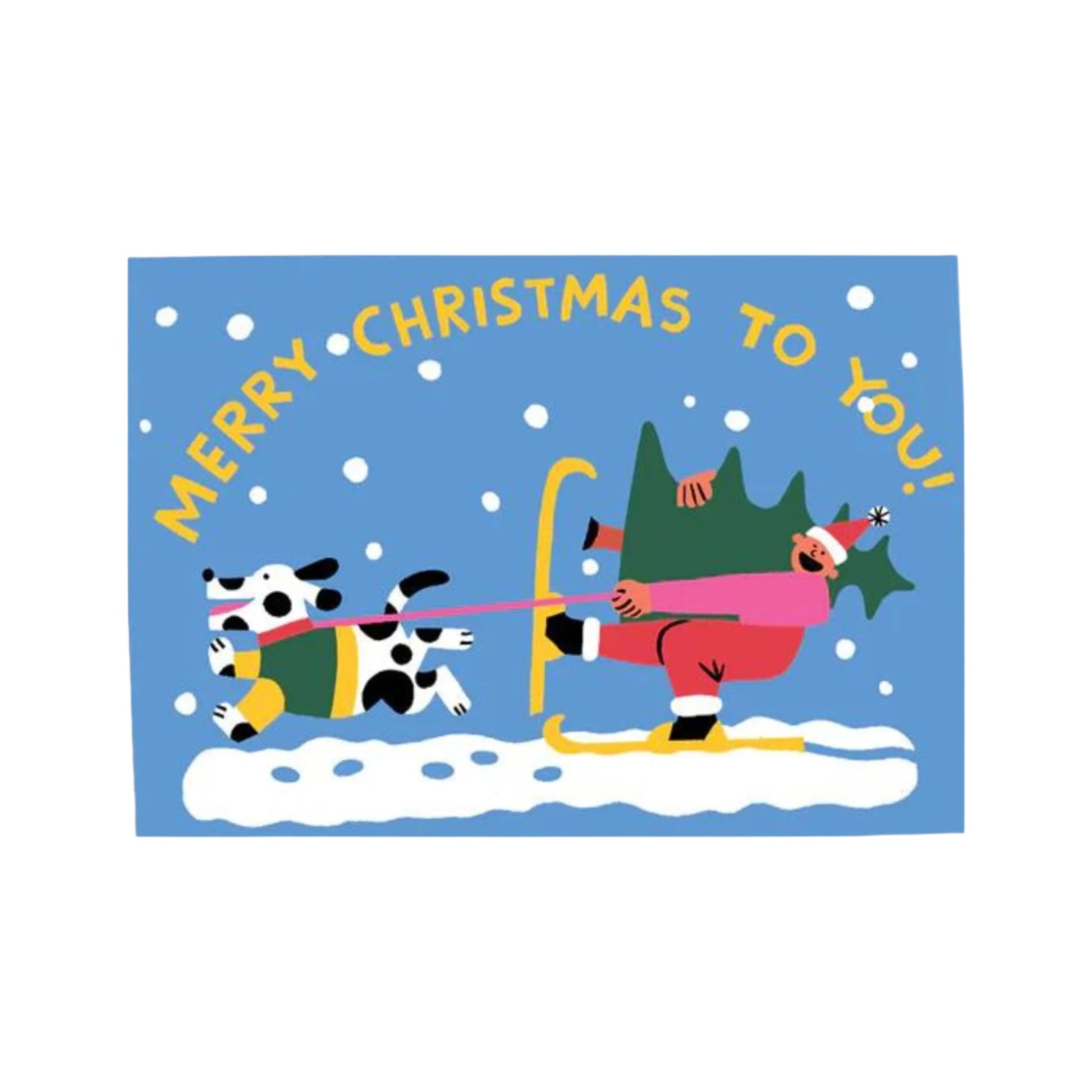 Merry Christmas Skiing Embossed