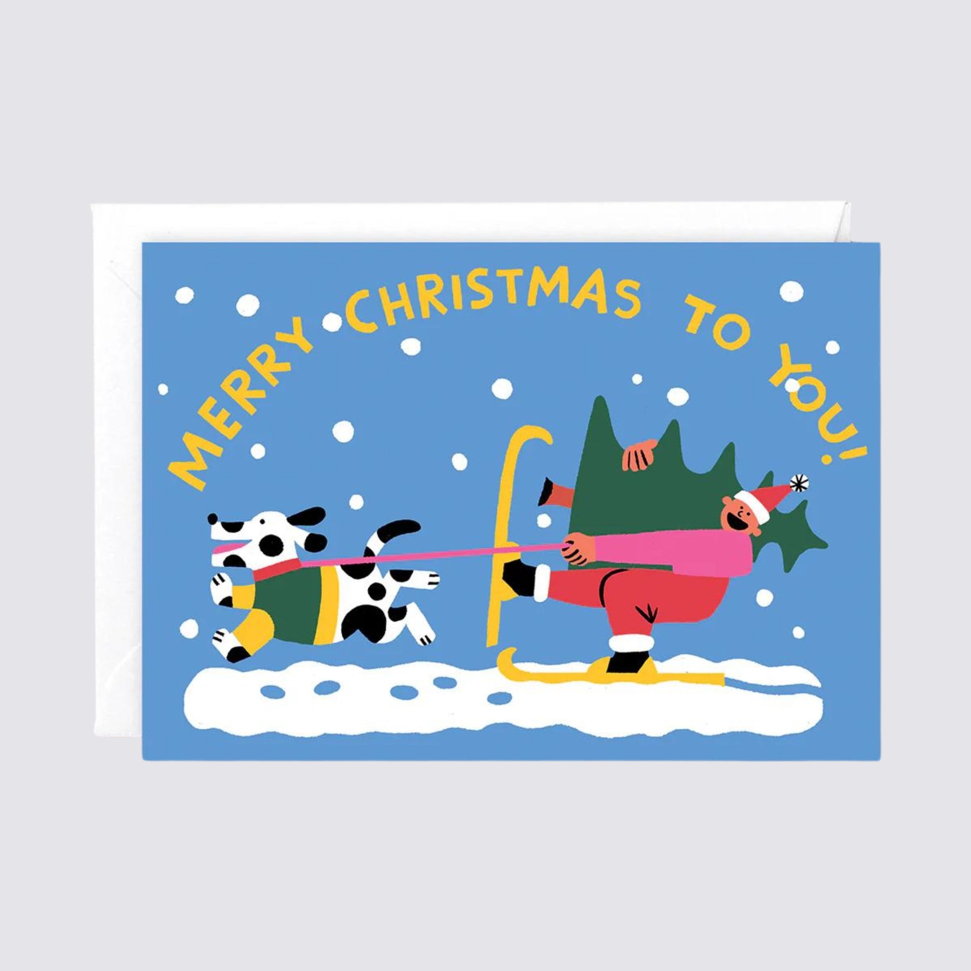 Merry Christmas Skiing Embossed