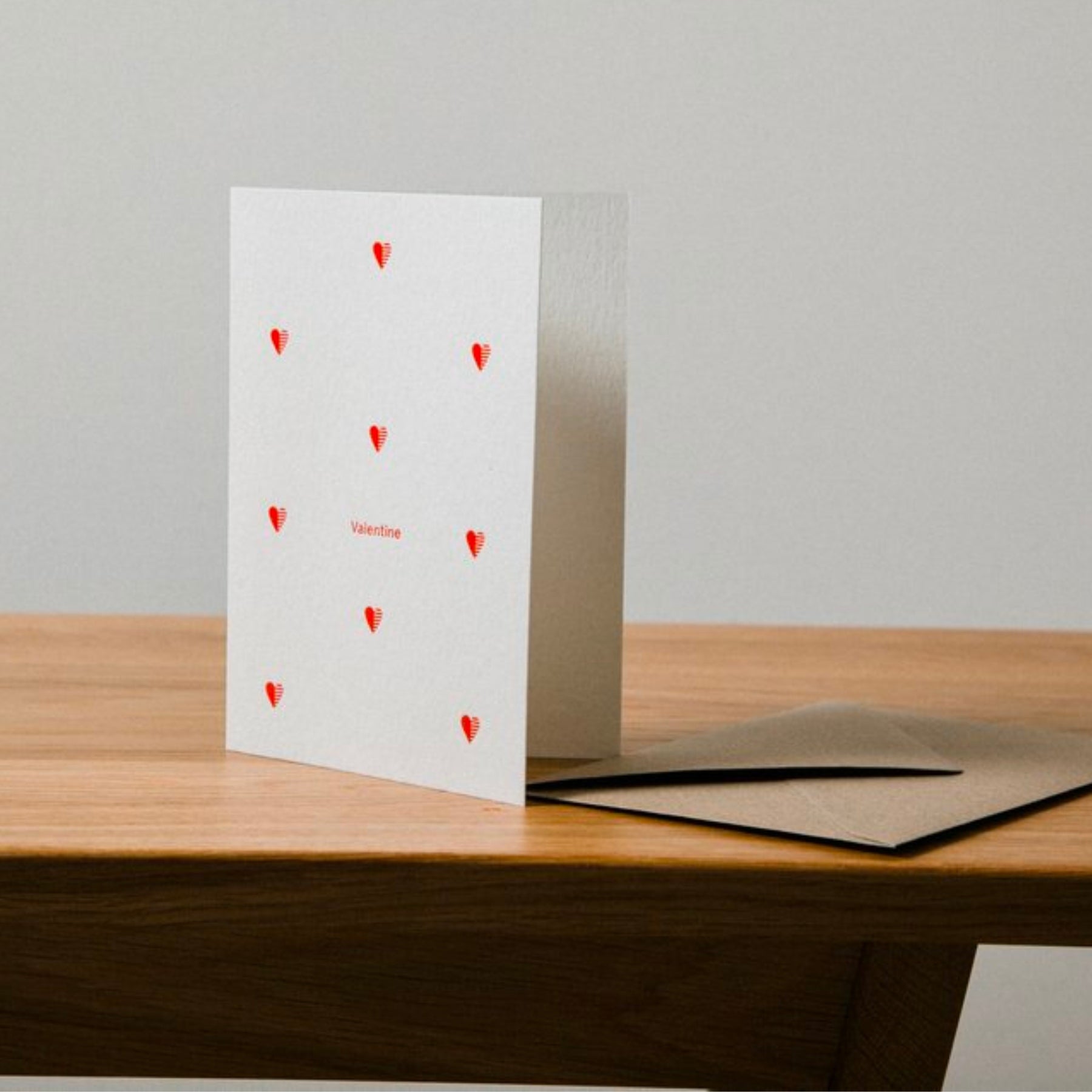 Red Valentine Motif Cotton White Card