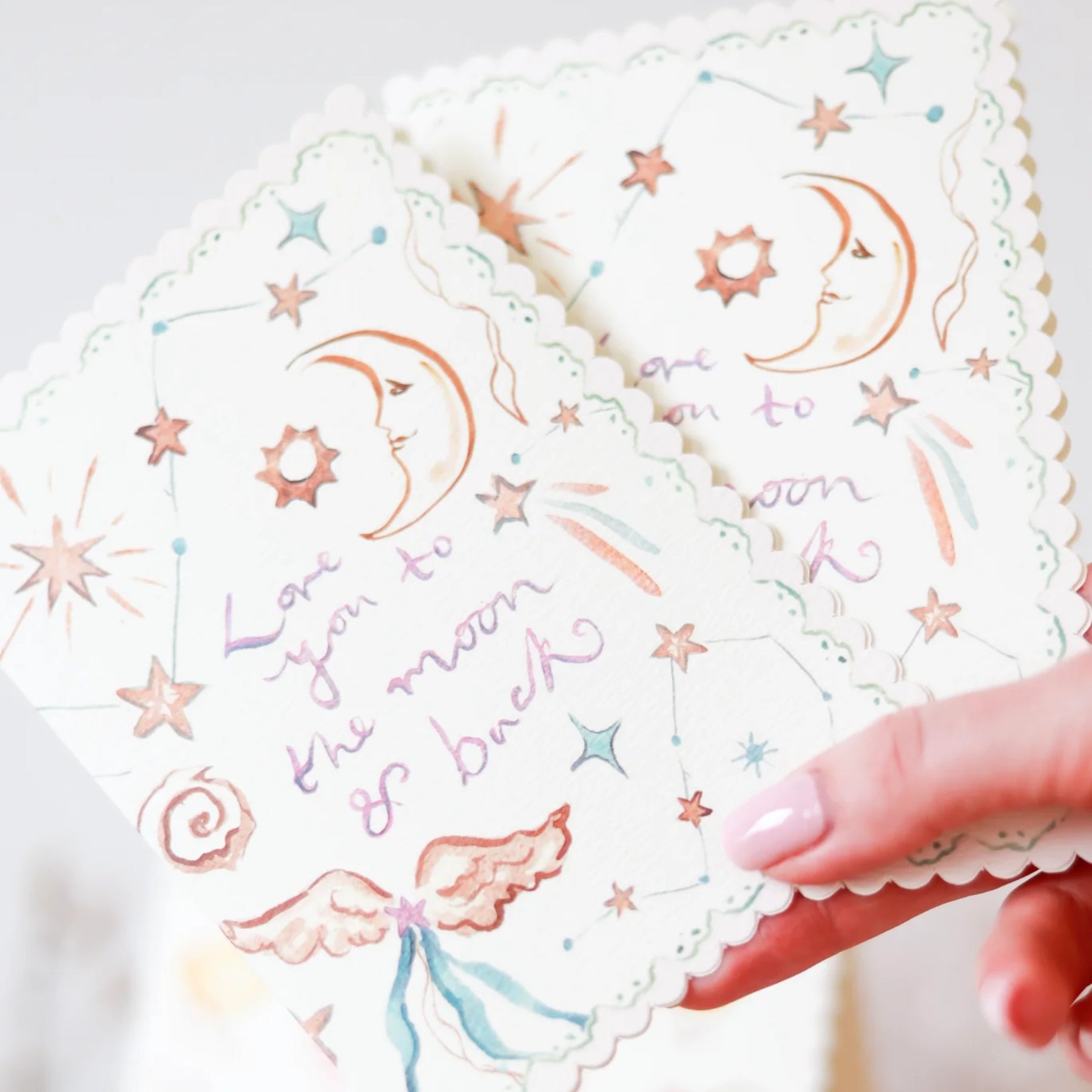 Love You to the Moon and Back Scalloped Edge Card