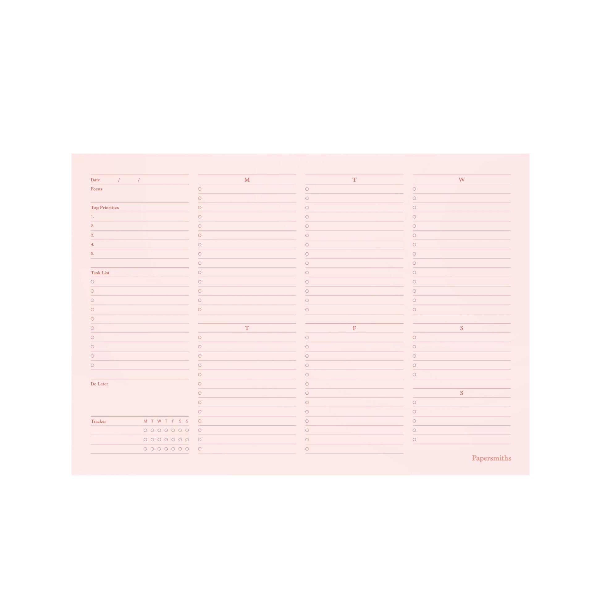 Weekly Desktop Planner Pad - Misty Pink