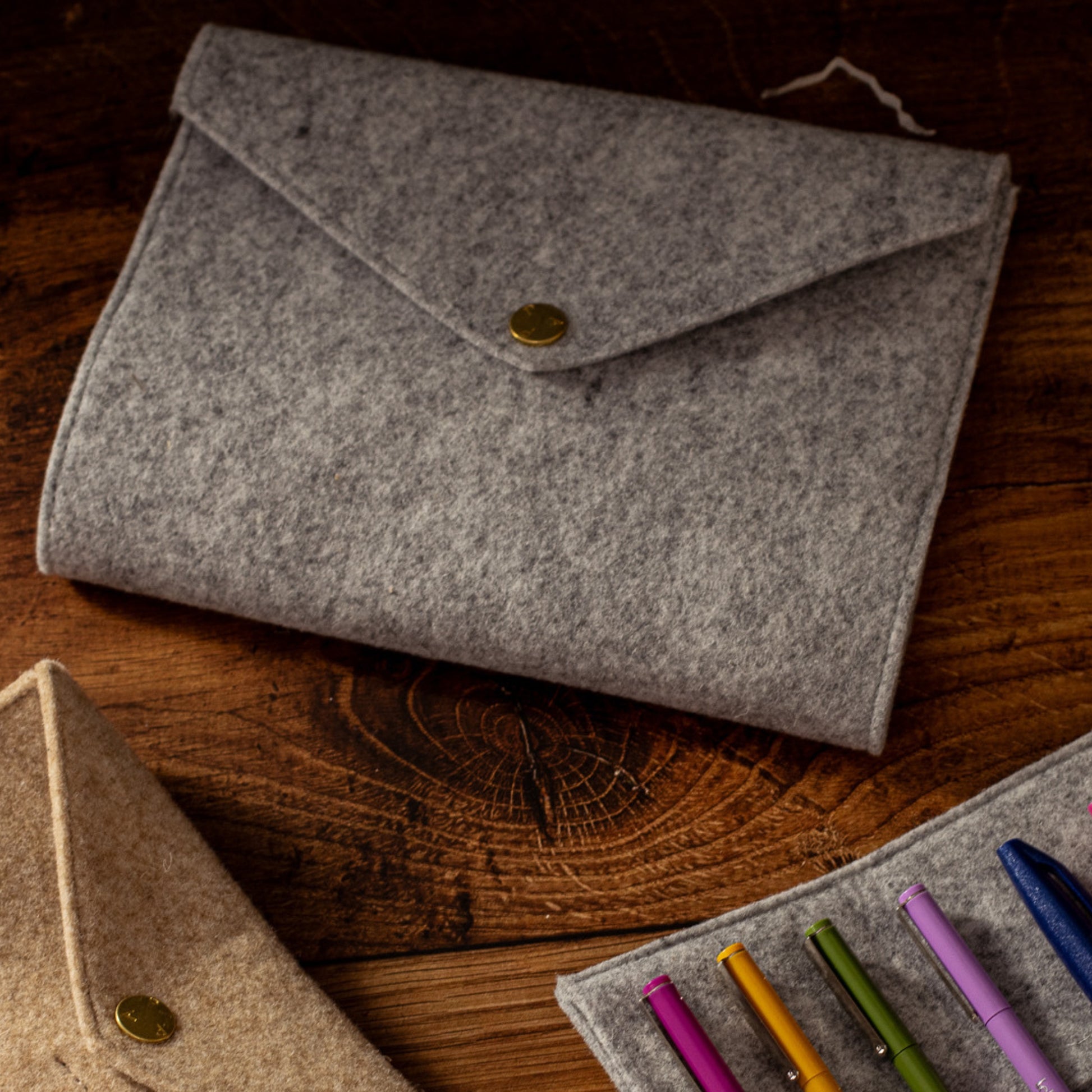 Woolen Notebook Case - Light Grey