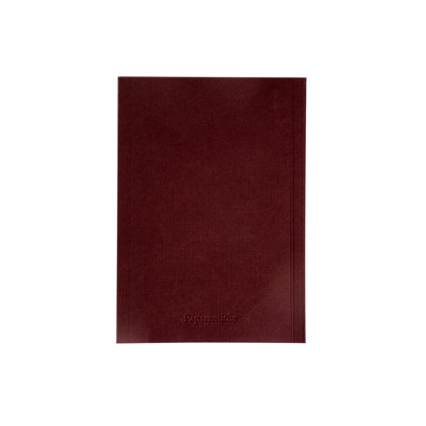 Burgundy pocket sized notebook on a white background