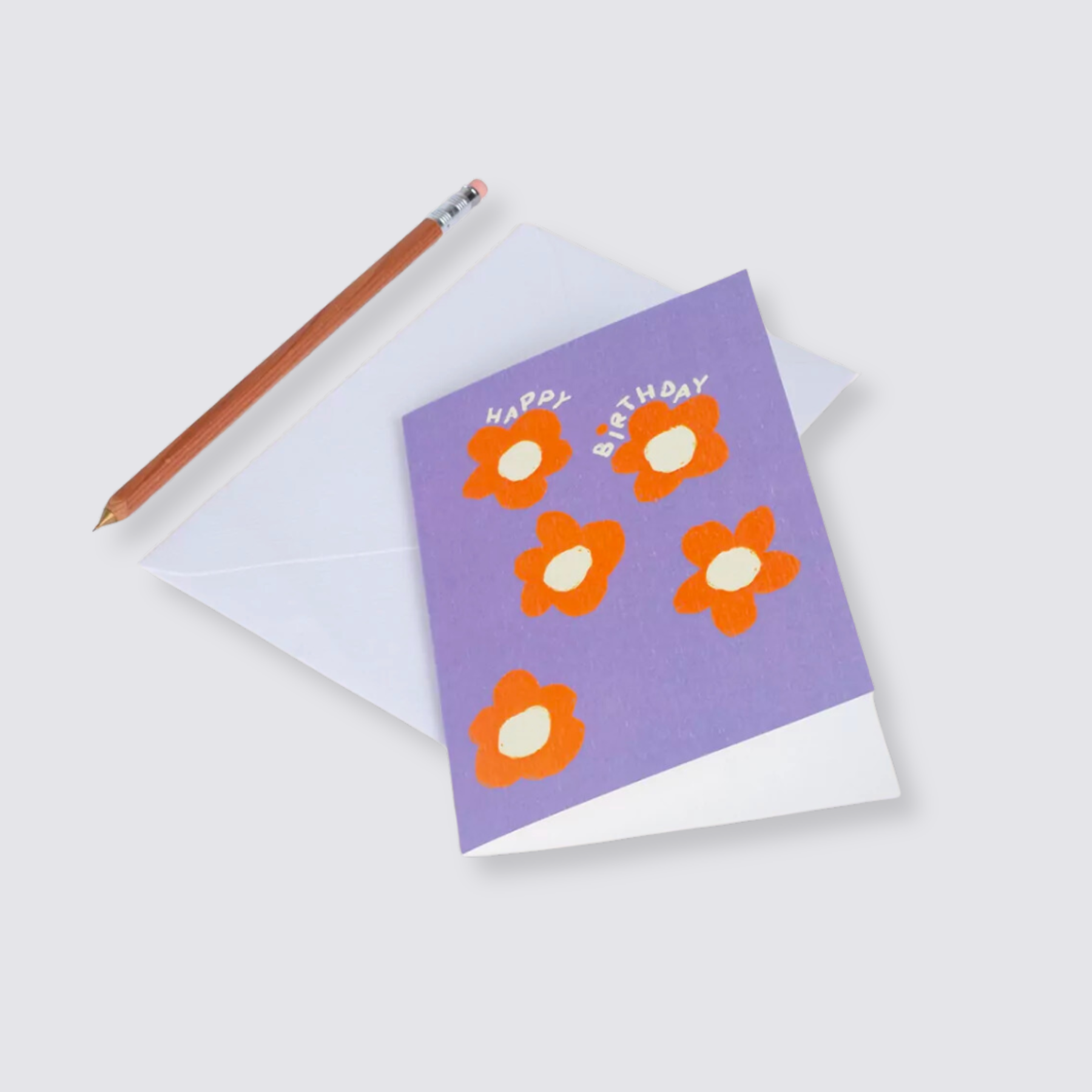 Orange Flowers Happy Birthday Card