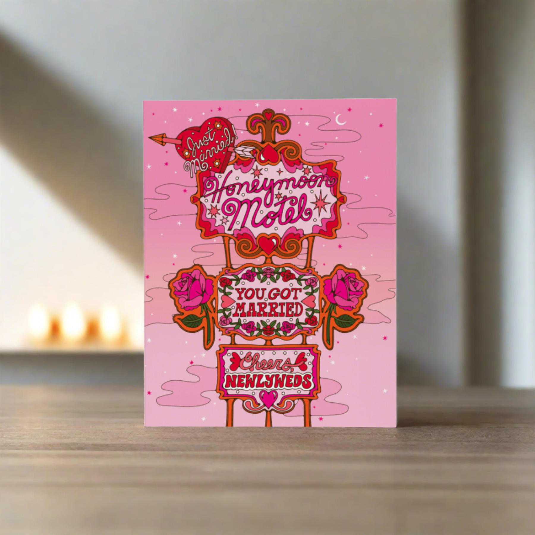 Honeymoon Motel Wedding Card