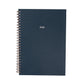 Navy blue planner with '2026' printed on it, featuring a gold spiral binding.
