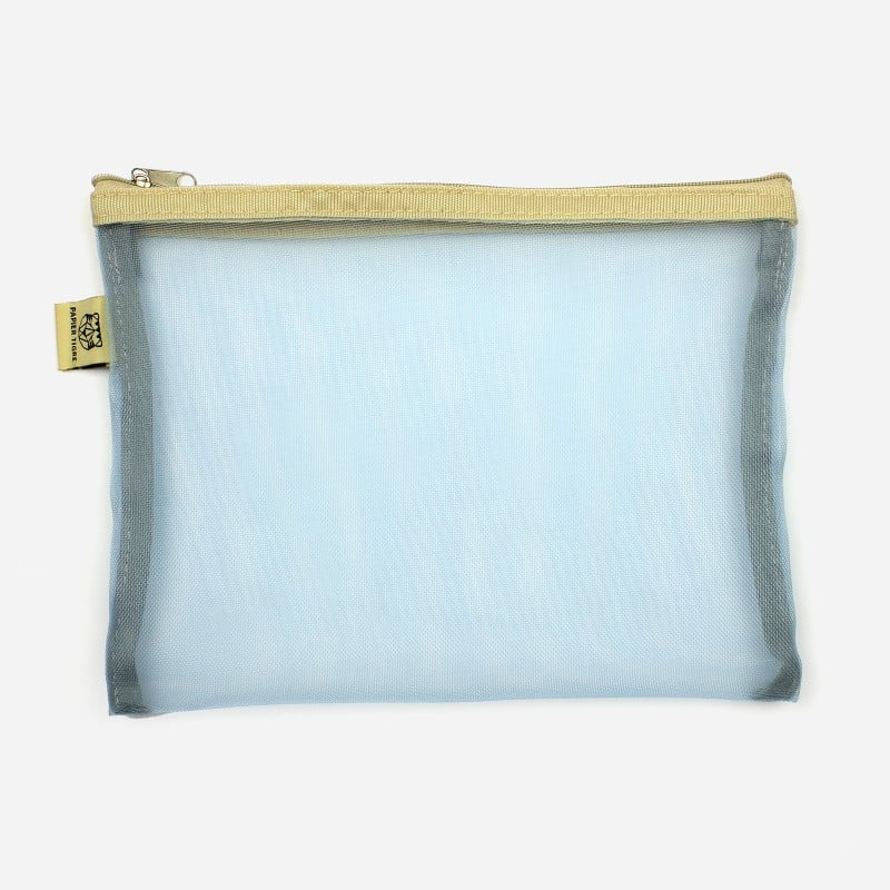 Mesh Pouch Pencil Case Medium - Yellow Blue
