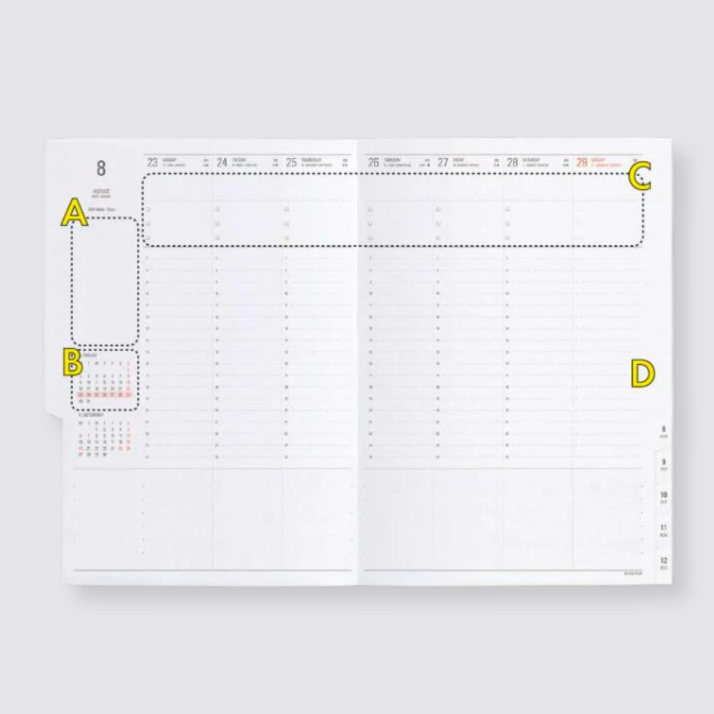 nahe weekly 2024 diary grey inside