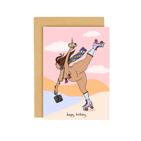 Skater Girl Brings Cake Card