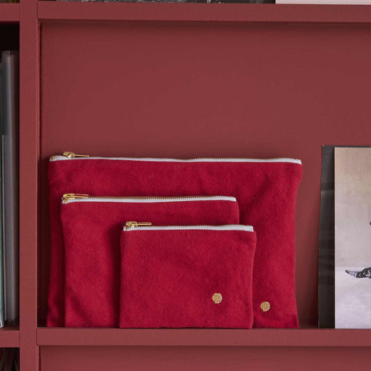 Large Accessories Pouch - Cherry Red