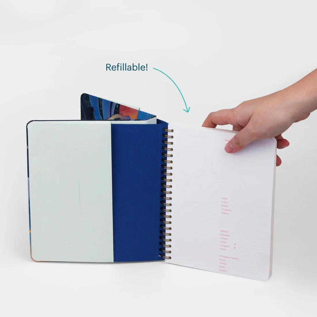 Refillable Wirebound Sketchbook - Plain Navy