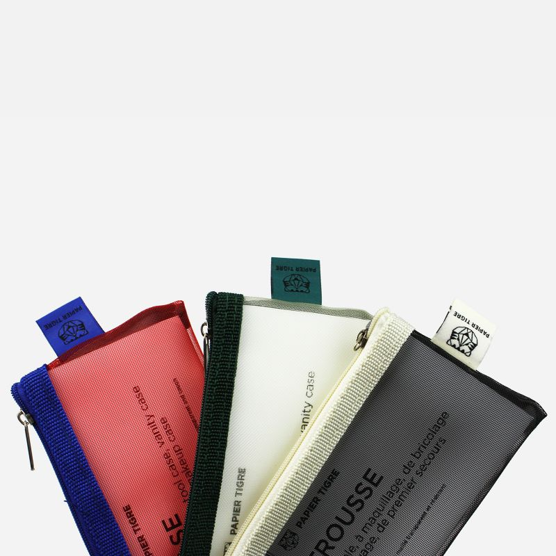 Mesh Pouch Pencil Case - Red & Blue