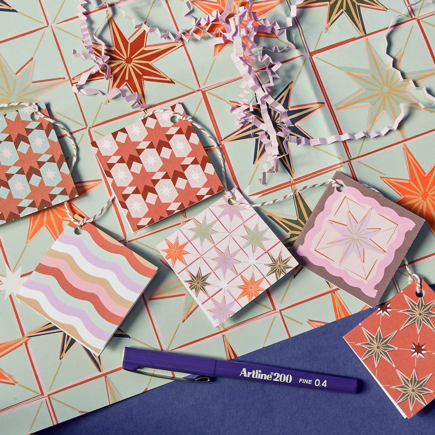 Set of six gift tags