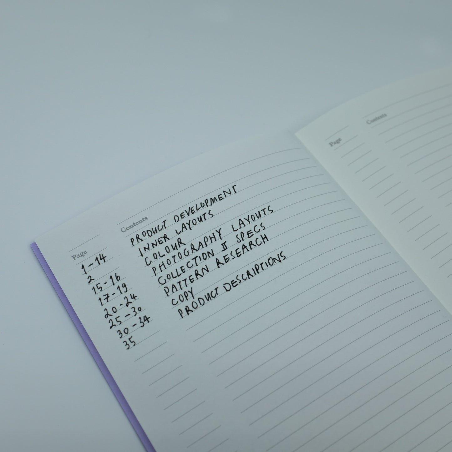 Handwriting in notebook